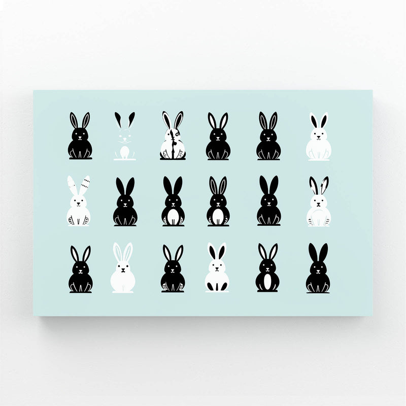 Child Bunny Wall Art – angled canvas view on white background