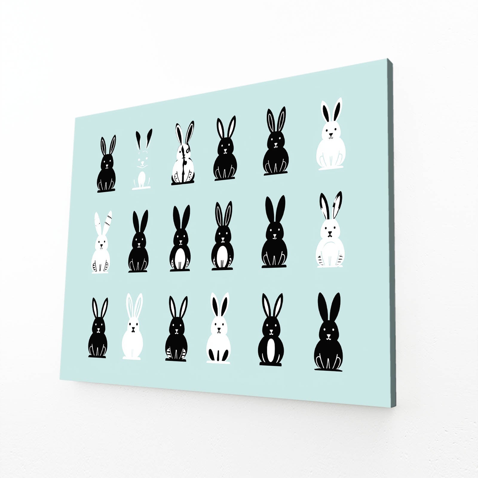 Child Bunny Wall Art – angled canvas view on white background