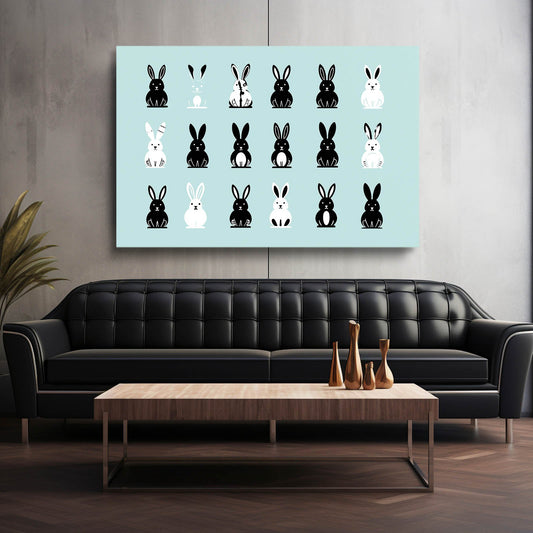 Child Bunny Wall Art – angled canvas view on white background