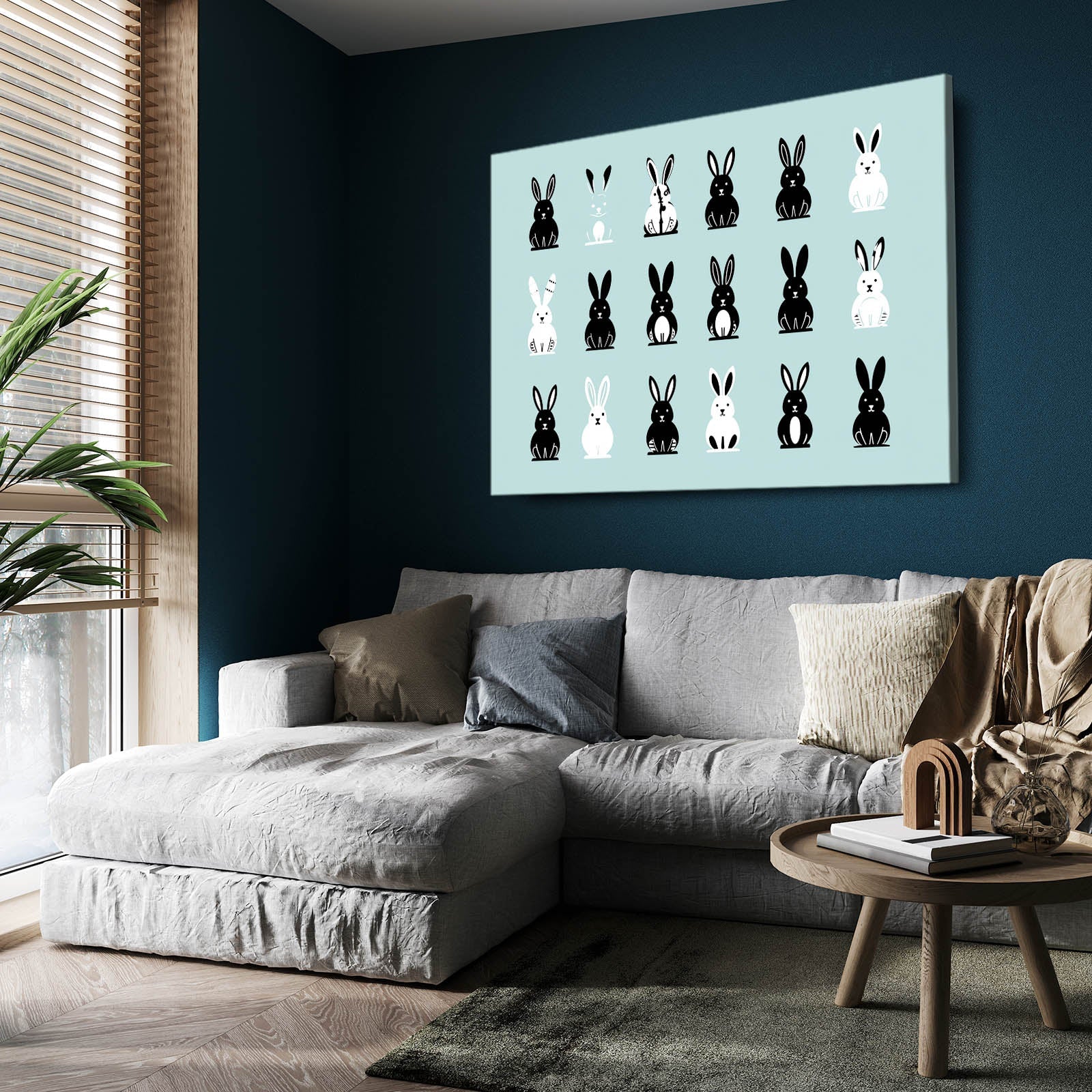 Child Bunny Wall Art – angled canvas view on white background