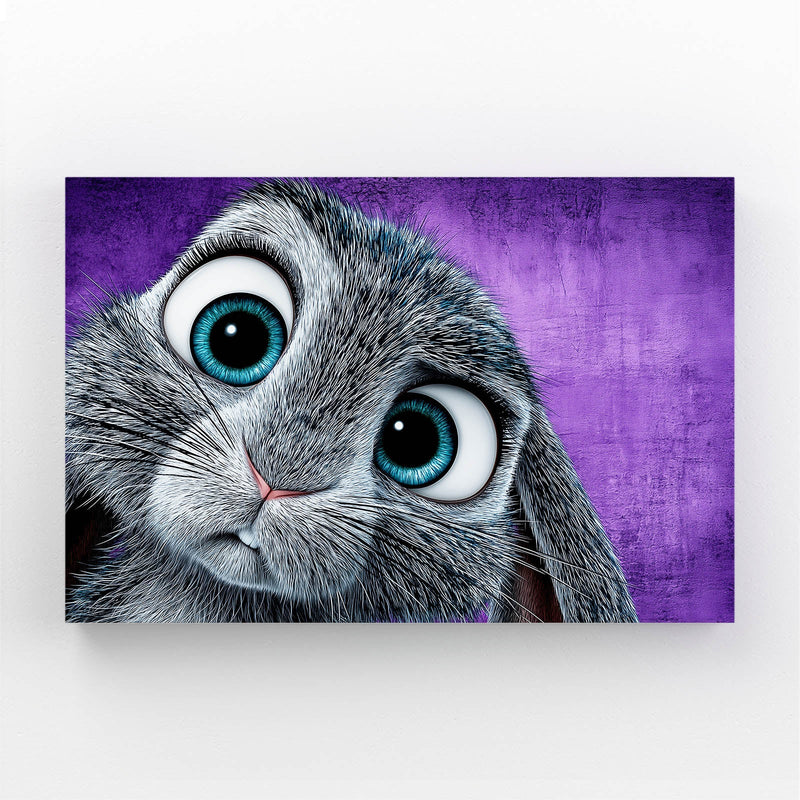 Child Rabbit Art – angled canvas view on white background