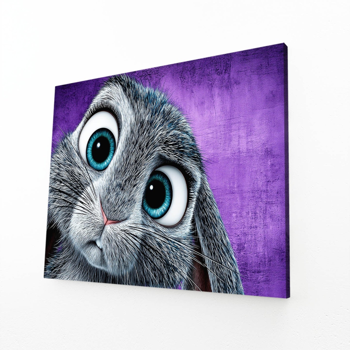 Child Rabbit Art – angled canvas view on white background