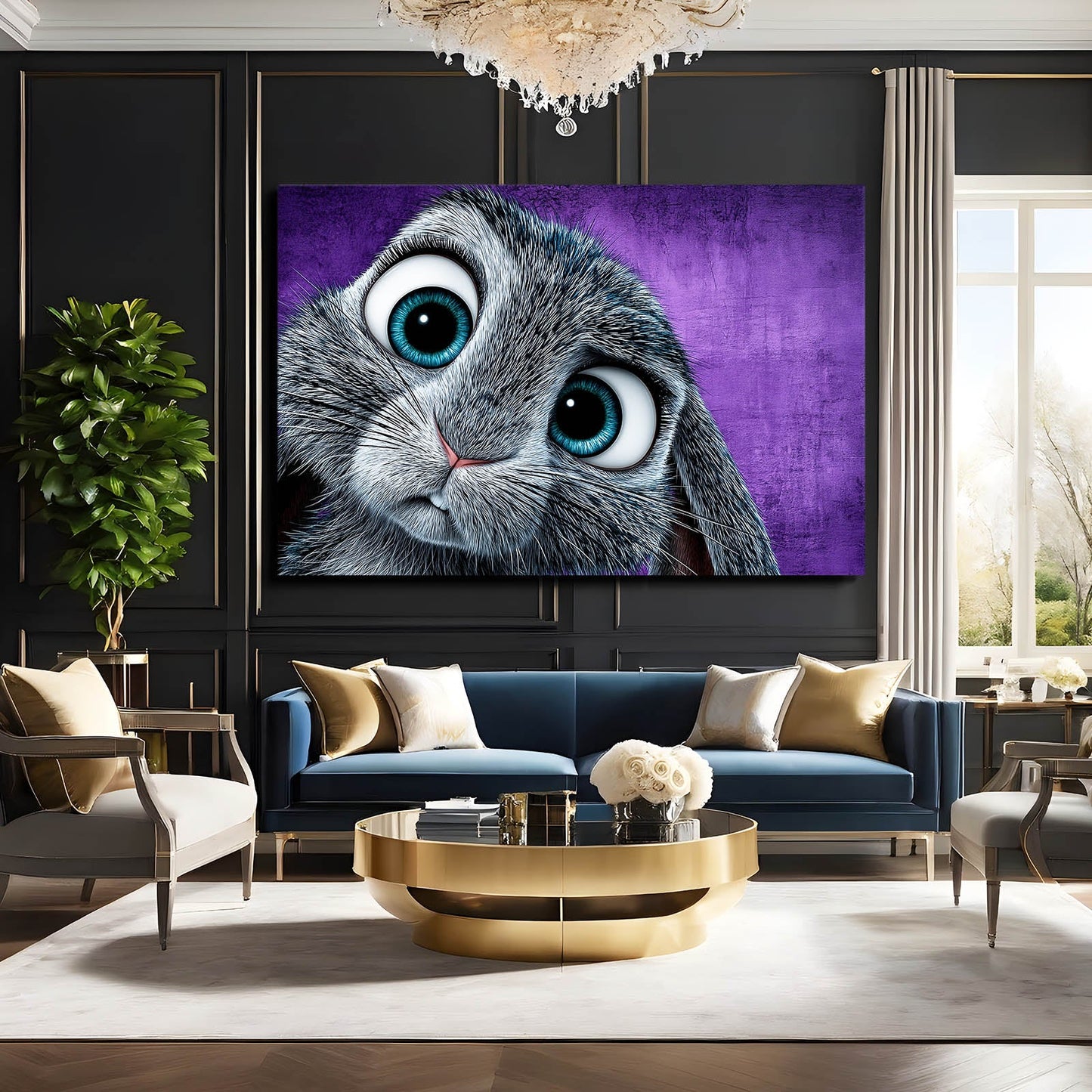 Child Rabbit Art – angled canvas view on white background
