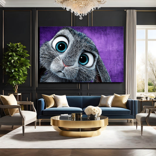Child Rabbit Art – angled canvas view on white background