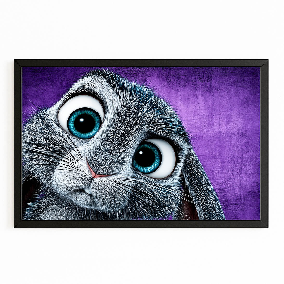 Child Rabbit Art – with Premium Black frame on white background