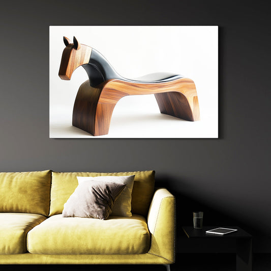 Chinese Horse Wall Art – angled canvas view on white background