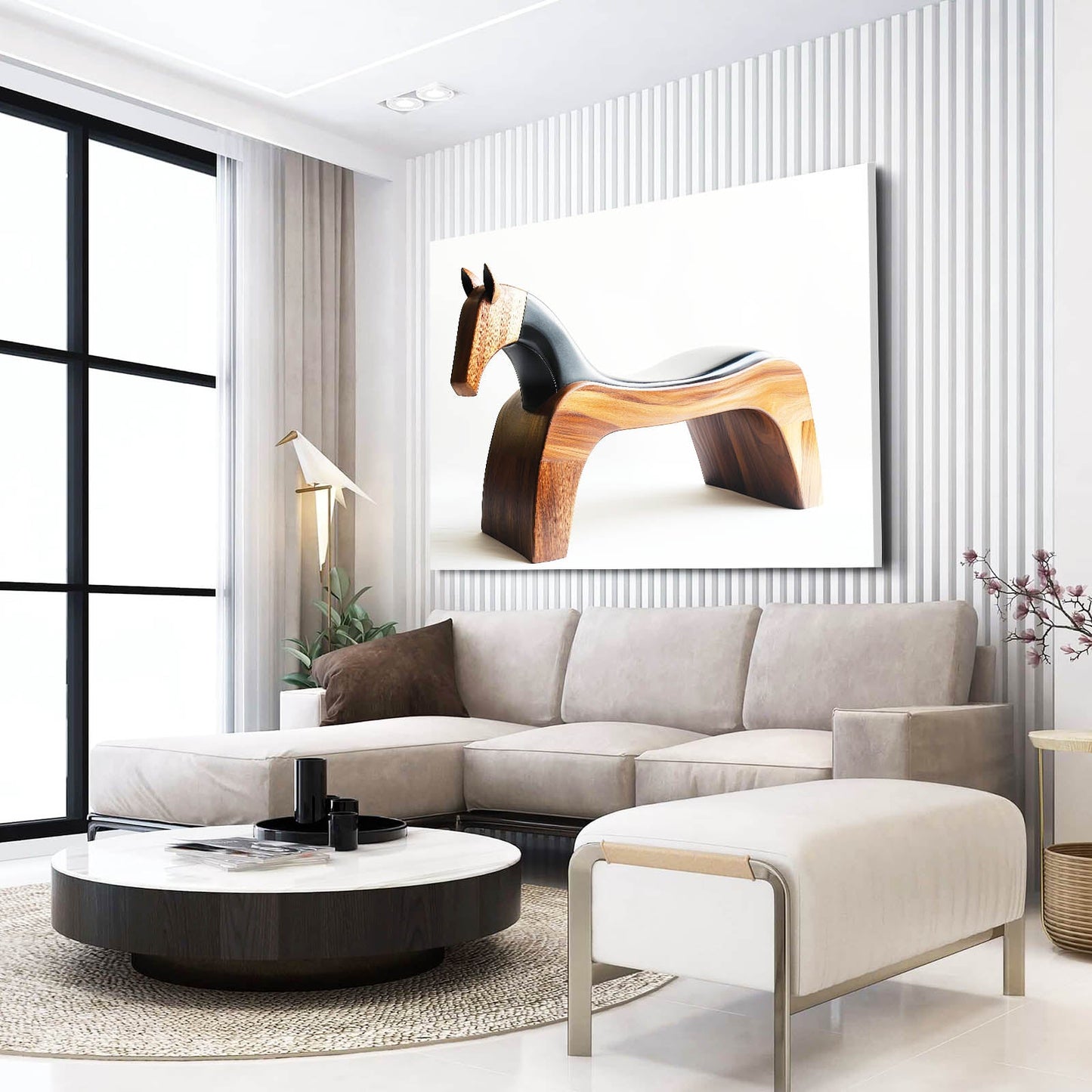 Chinese Horse Wall Art – angled canvas view on white background