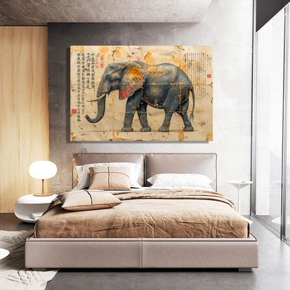 Chinese Scroll Elephant Wall Art