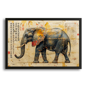 Chinese Scroll Elephant Wall Art
