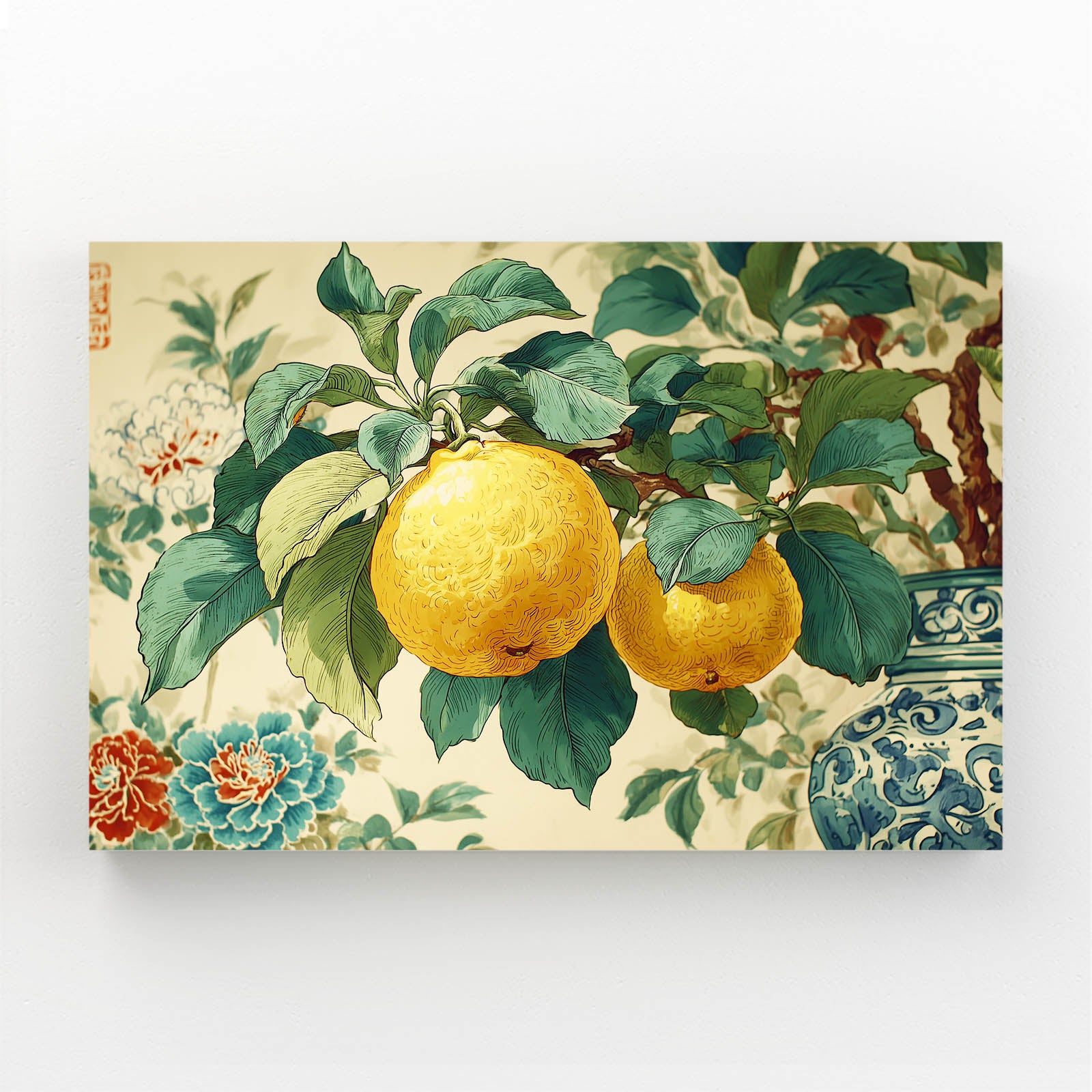 Chinoiserie Lemon Branch Fruit Wall Decor – chinoiserie lemon branch fruit canvas print