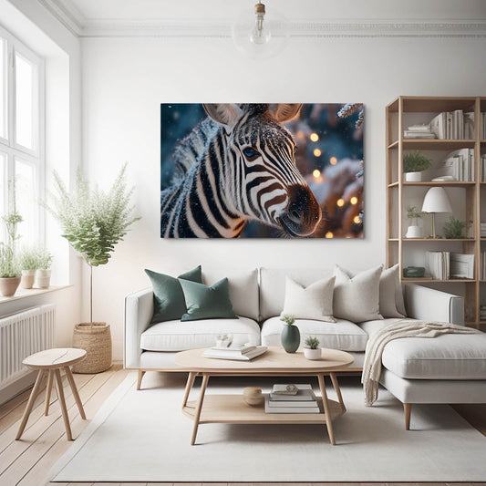 Chrismas Zebra Wall Art – styled in a furnished interior