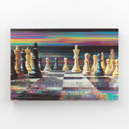 Chromatic Glitch Board Chess Wall Decor – chromatic glitch board chess canvas print