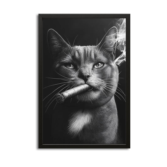 Cigar Boss Cat Art – canvas print on white background