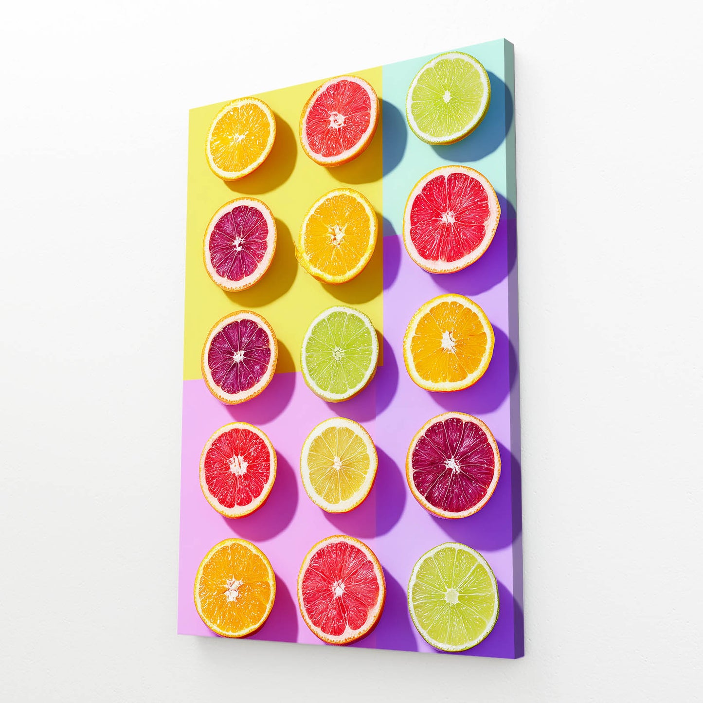 Citrus Slice Grid Fruit Canvas – angled canvas view on white background