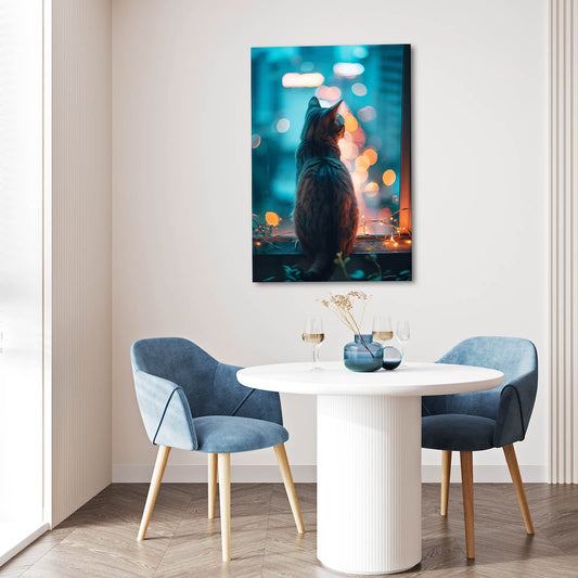 City Cat Wall Art — photography canvas print in blue tones, view 3