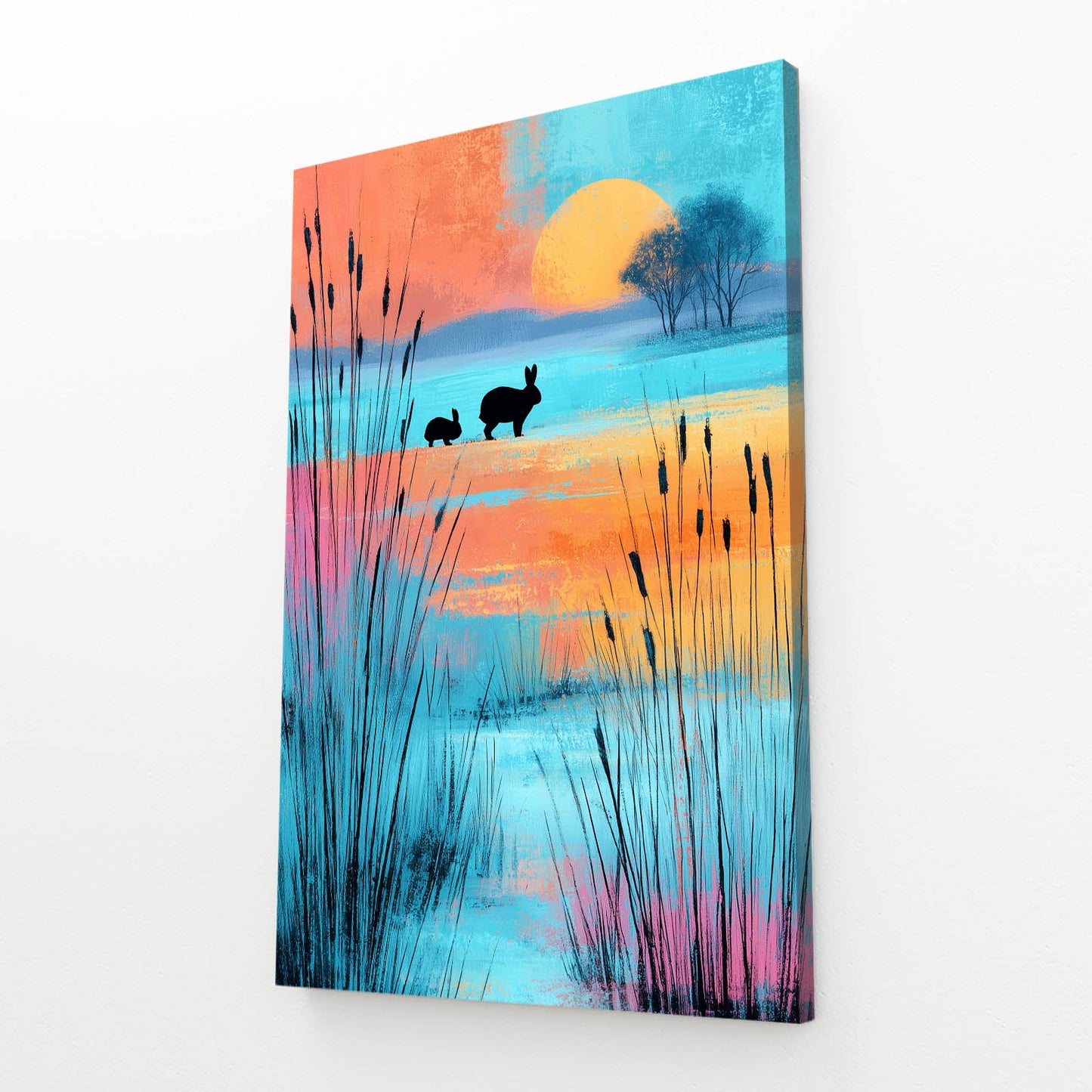 Classic Bunny Art – angled canvas view on white background