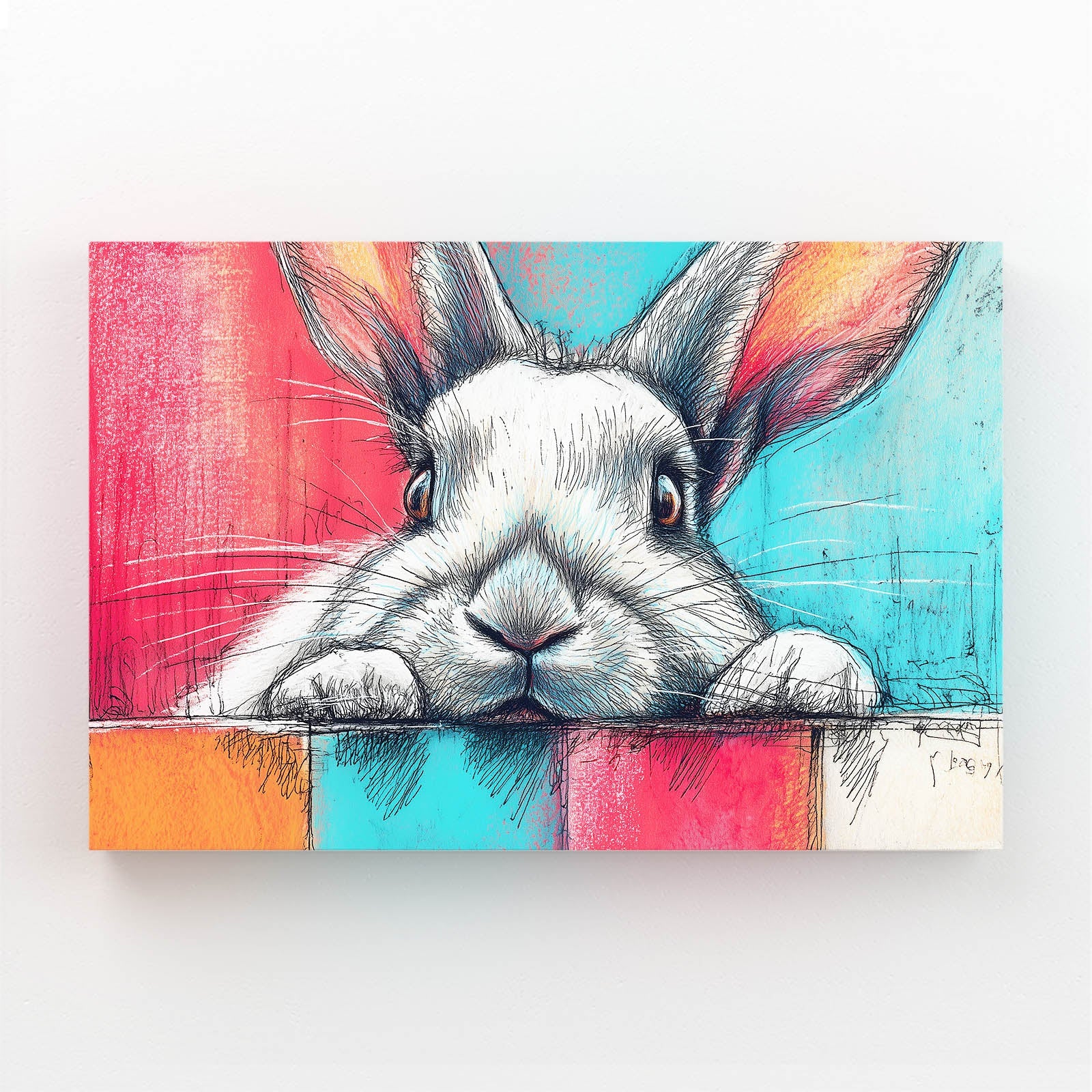 Classic Bunny Canvas – angled canvas view on white background