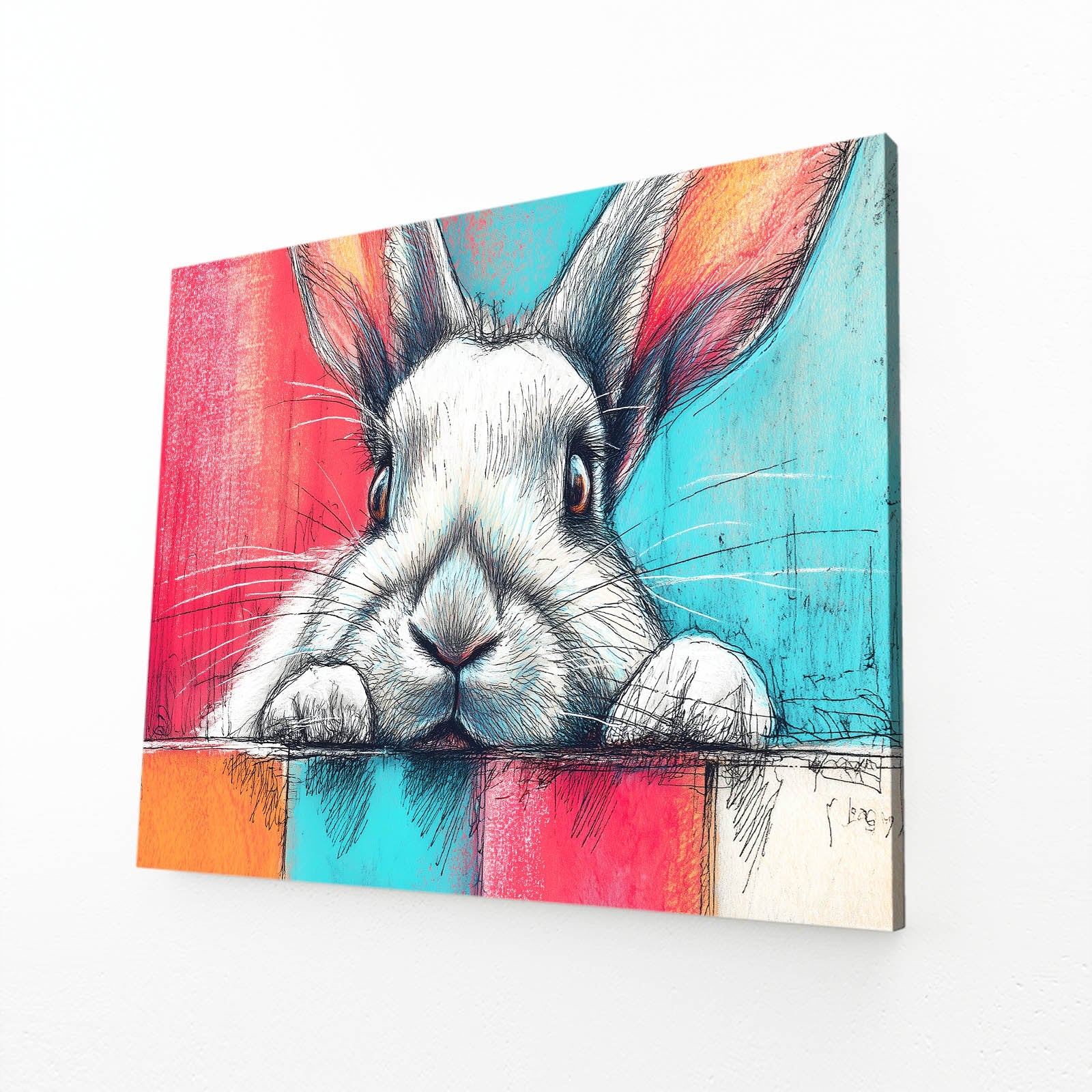 Classic Bunny Canvas – angled canvas view on white background