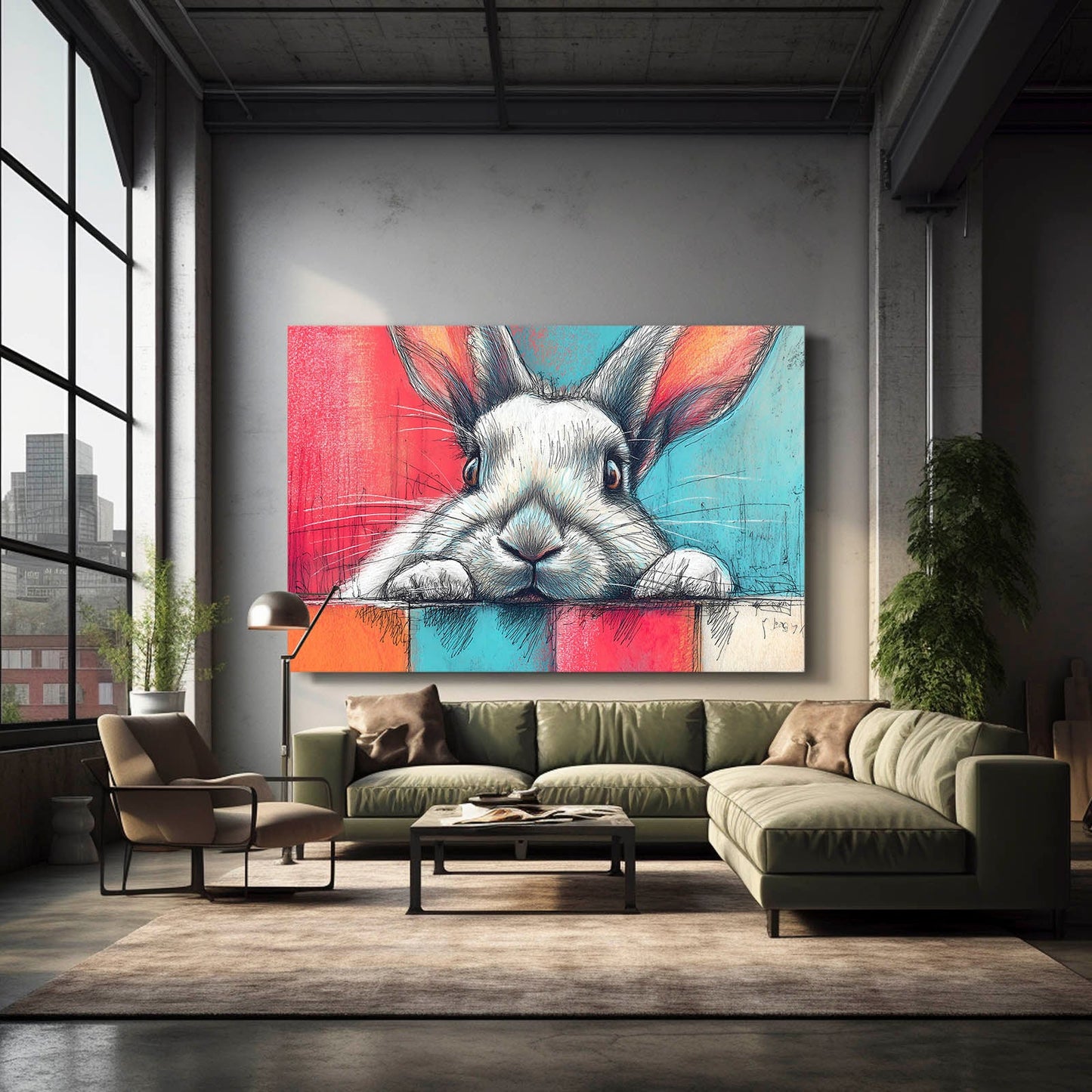 Classic Bunny Canvas – angled canvas view on white background