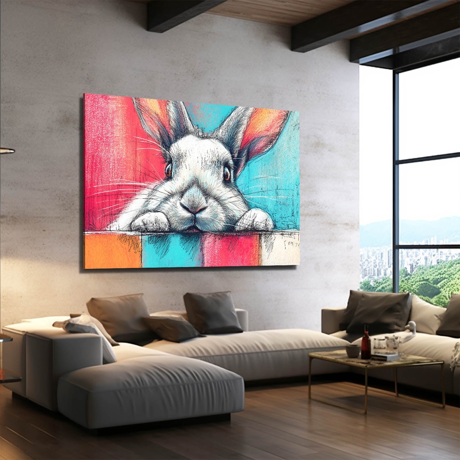 Classic Bunny Canvas – angled canvas view on white background