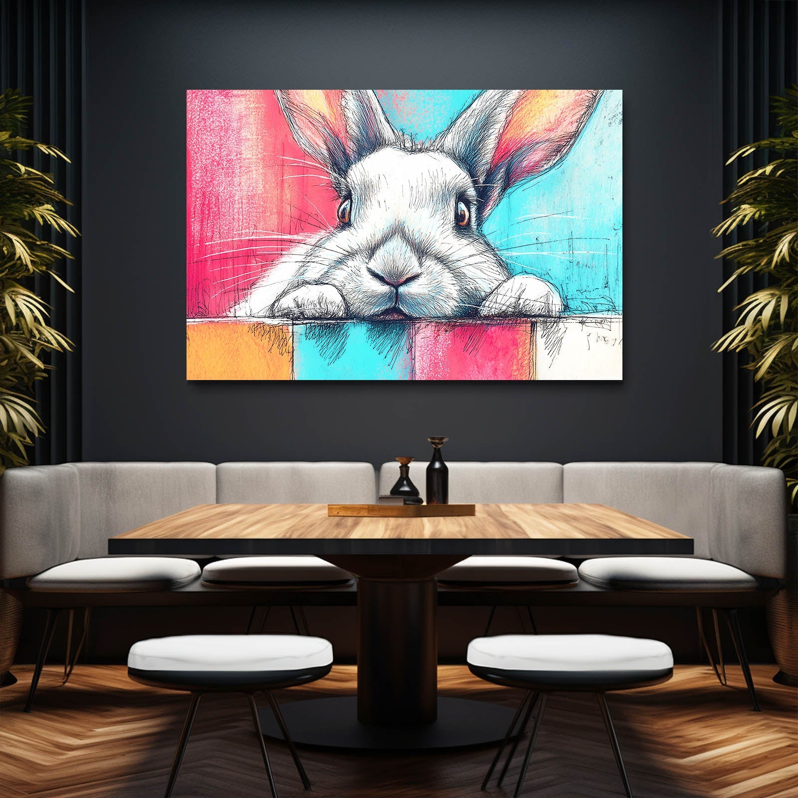 Classic Bunny Canvas – angled canvas view on white background