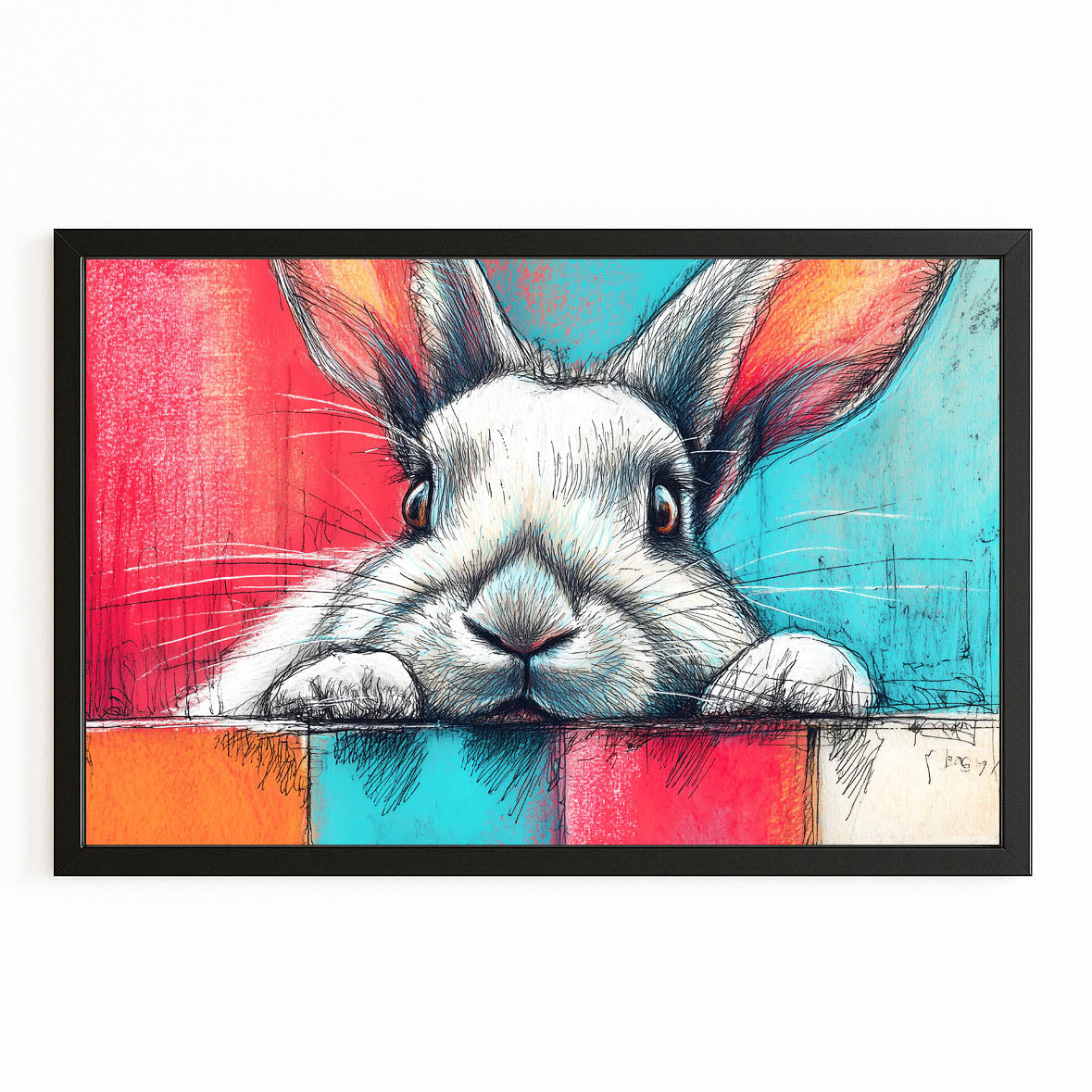 Classic Bunny Canvas – with Premium Black frame on white background