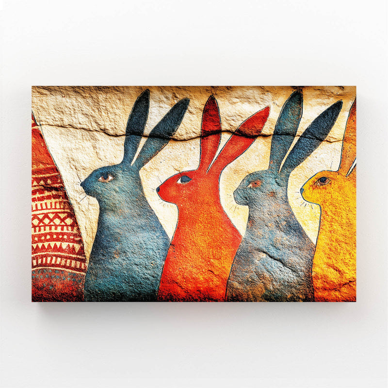 Classic Bunny Prints – angled canvas view on white background