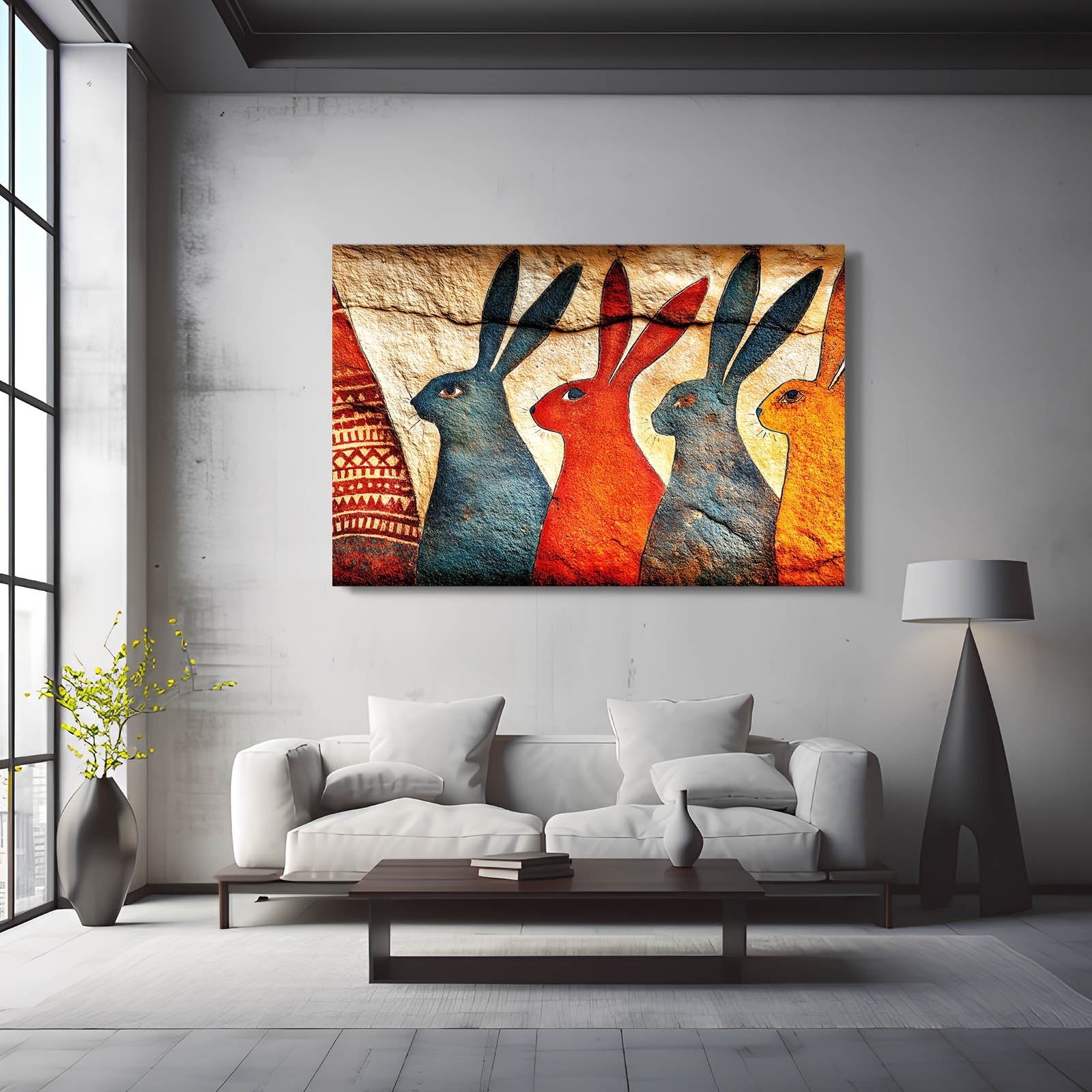 Classic Bunny Prints – angled canvas view on white background
