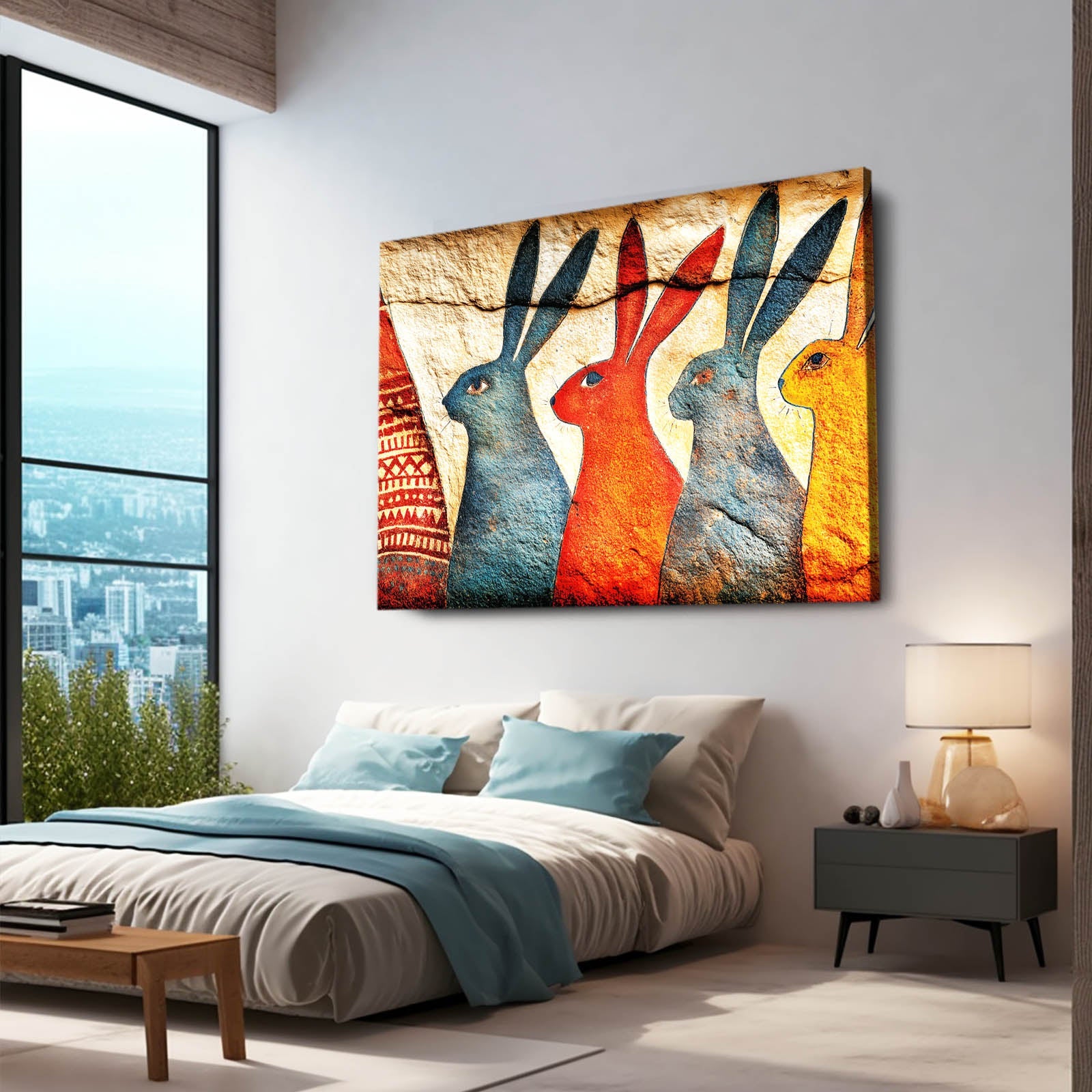 Classic Bunny Prints – angled canvas view on white background