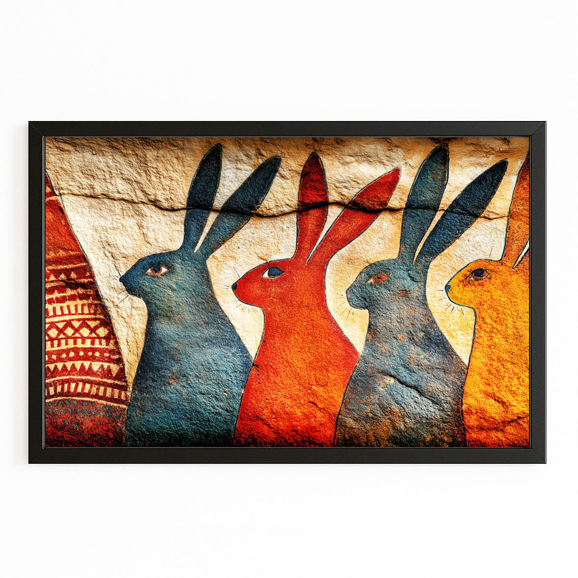 Classic Bunny Prints – with Premium Black frame on white background
