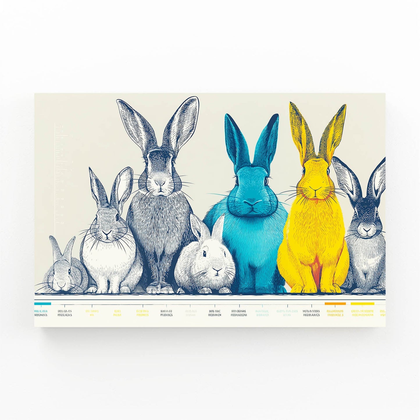 Classic Bunny Wall Art – angled canvas view on white background