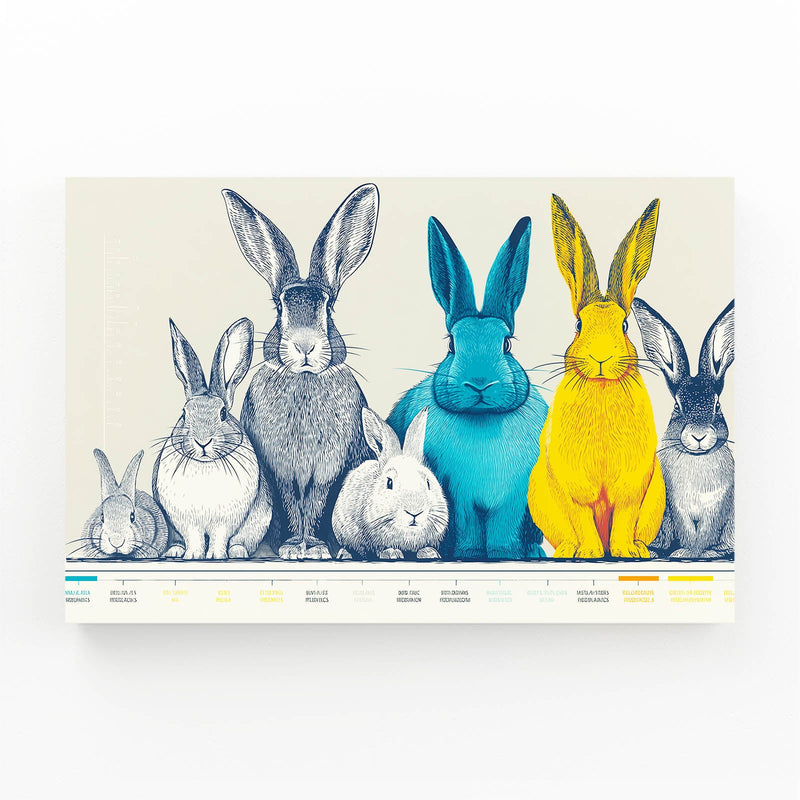 Classic Bunny Wall Art – angled canvas view on white background