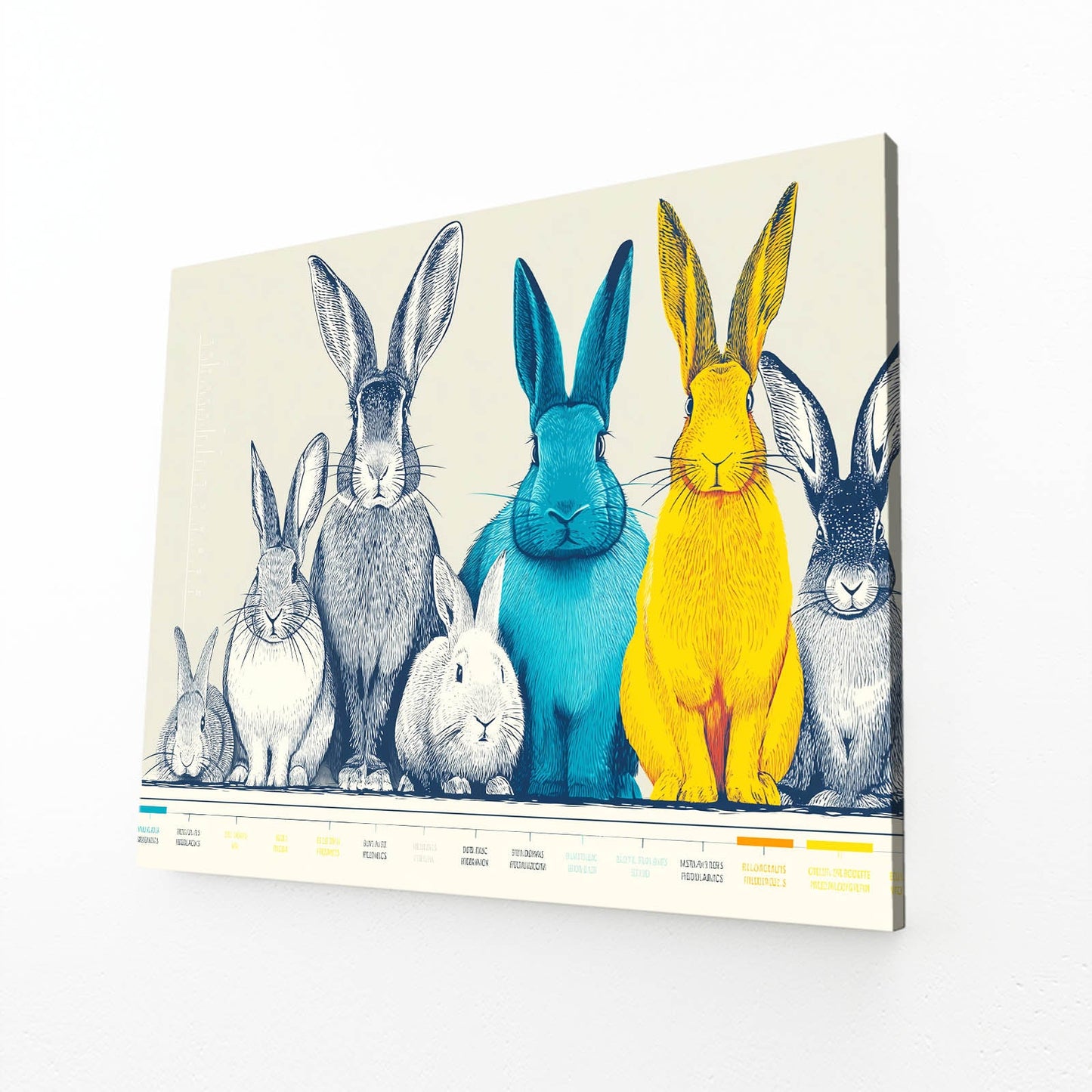 Classic Bunny Wall Art – angled canvas view on white background
