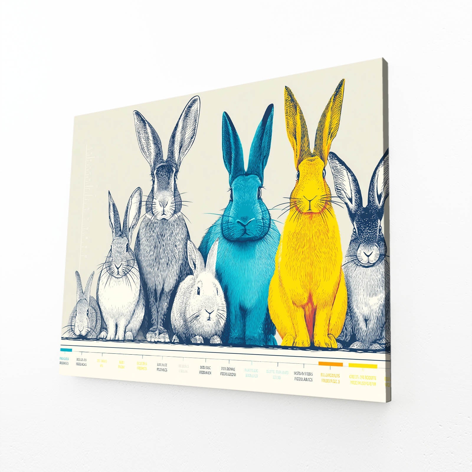 Classic Bunny Wall Art – angled canvas view on white background
