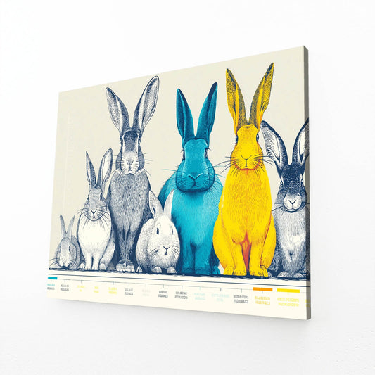 Classic Bunny Wall Art – angled canvas view on white background
