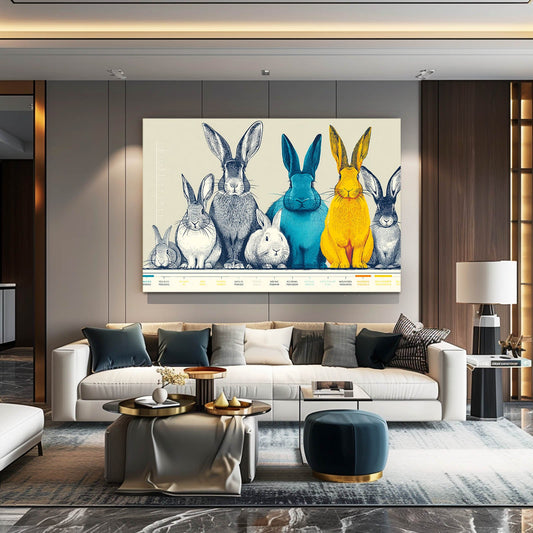 Classic Bunny Wall Art – angled canvas view on white background