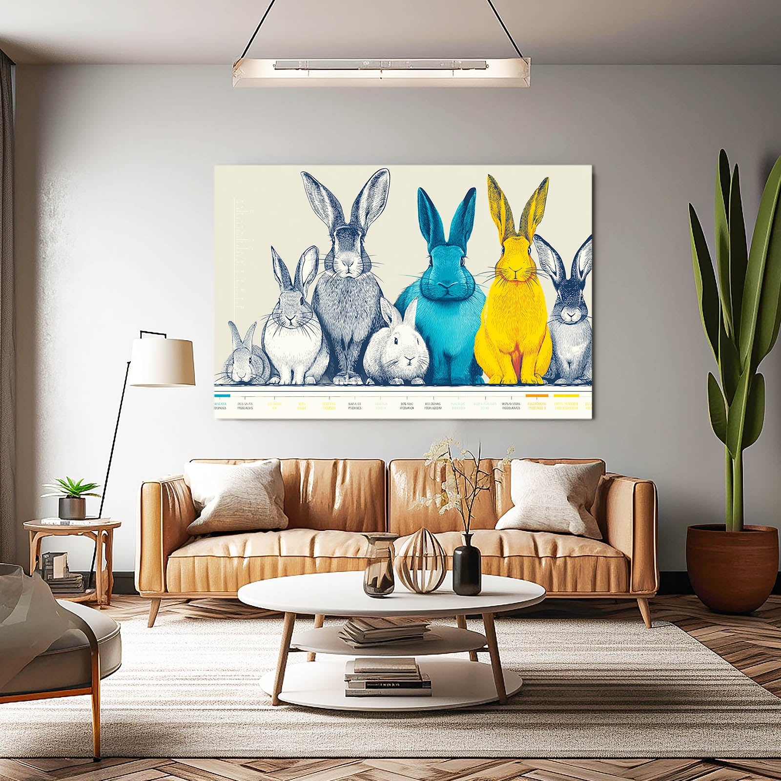 Classic Bunny Wall Art – angled canvas view on white background