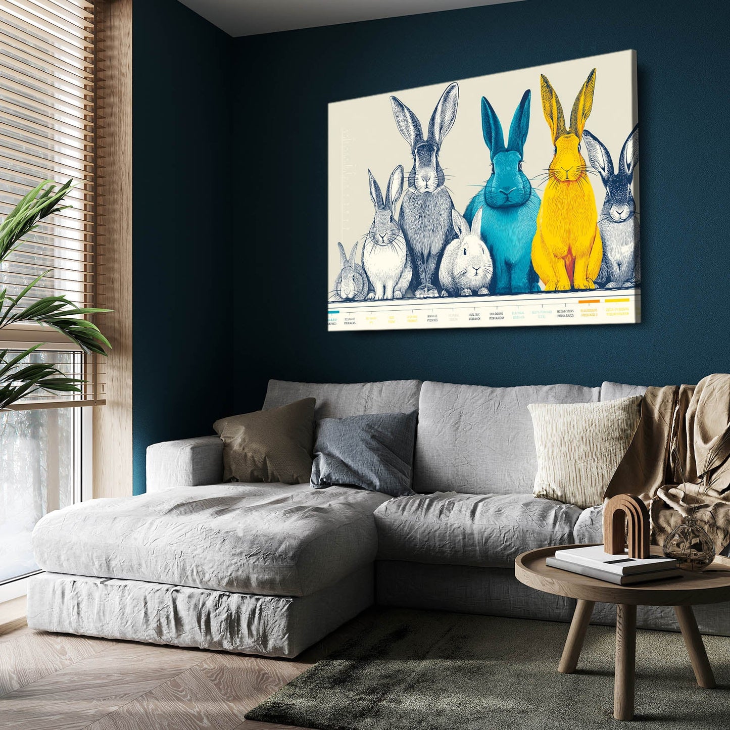 Classic Bunny Wall Art – angled canvas view on white background