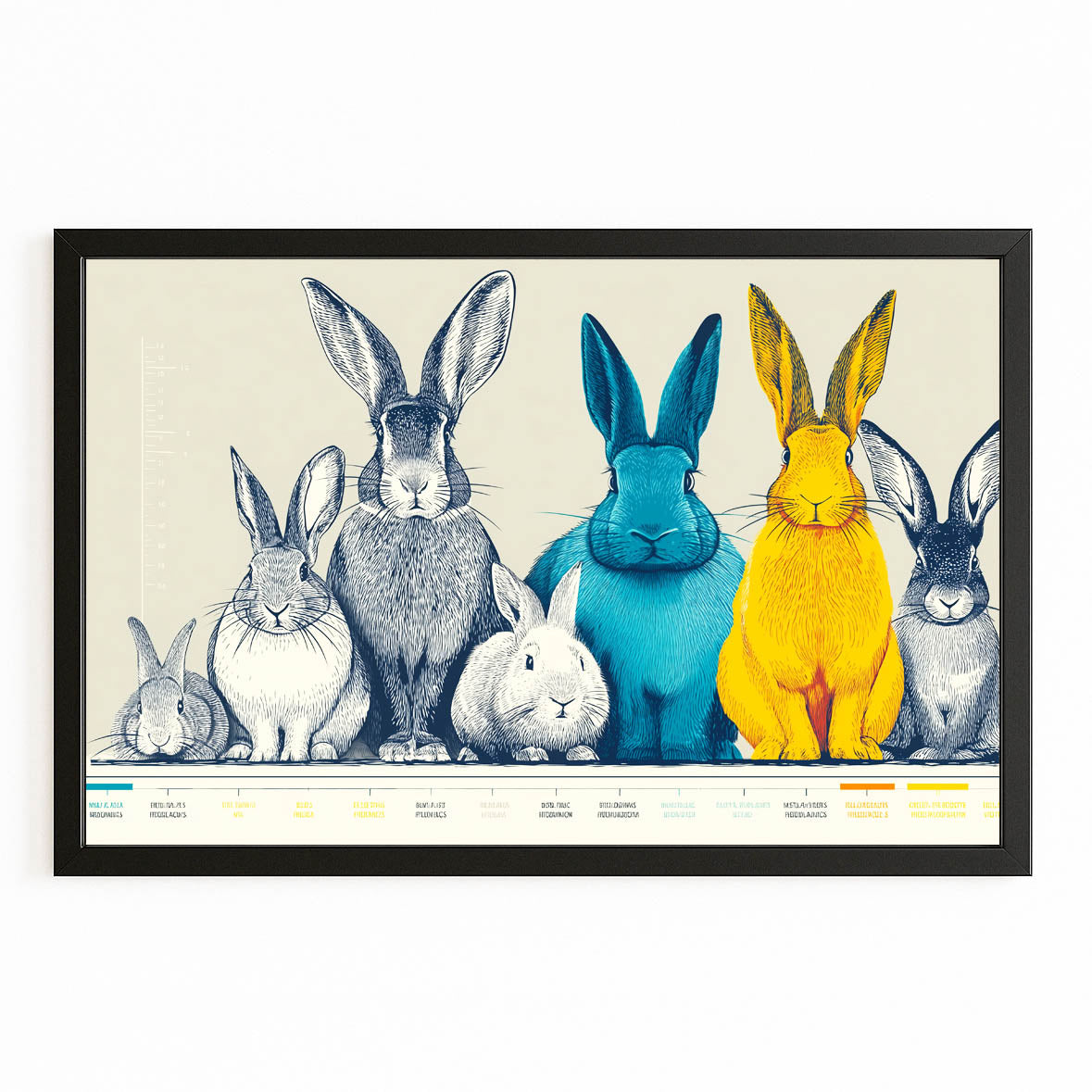 Classic Bunny Wall Art – with Premium Black frame on white background