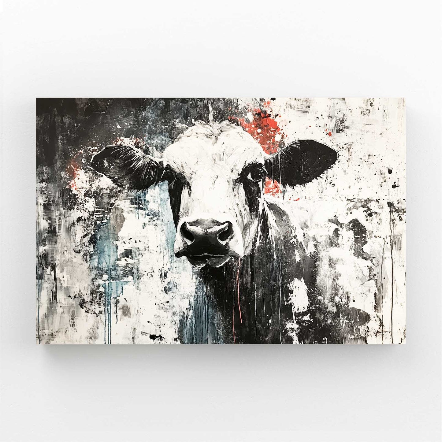 Classic Cow Art – angled canvas view on white background