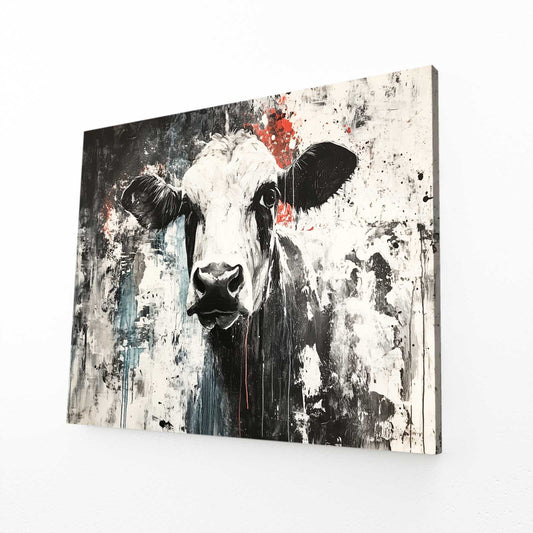 Classic Cow Art – angled canvas view on white background