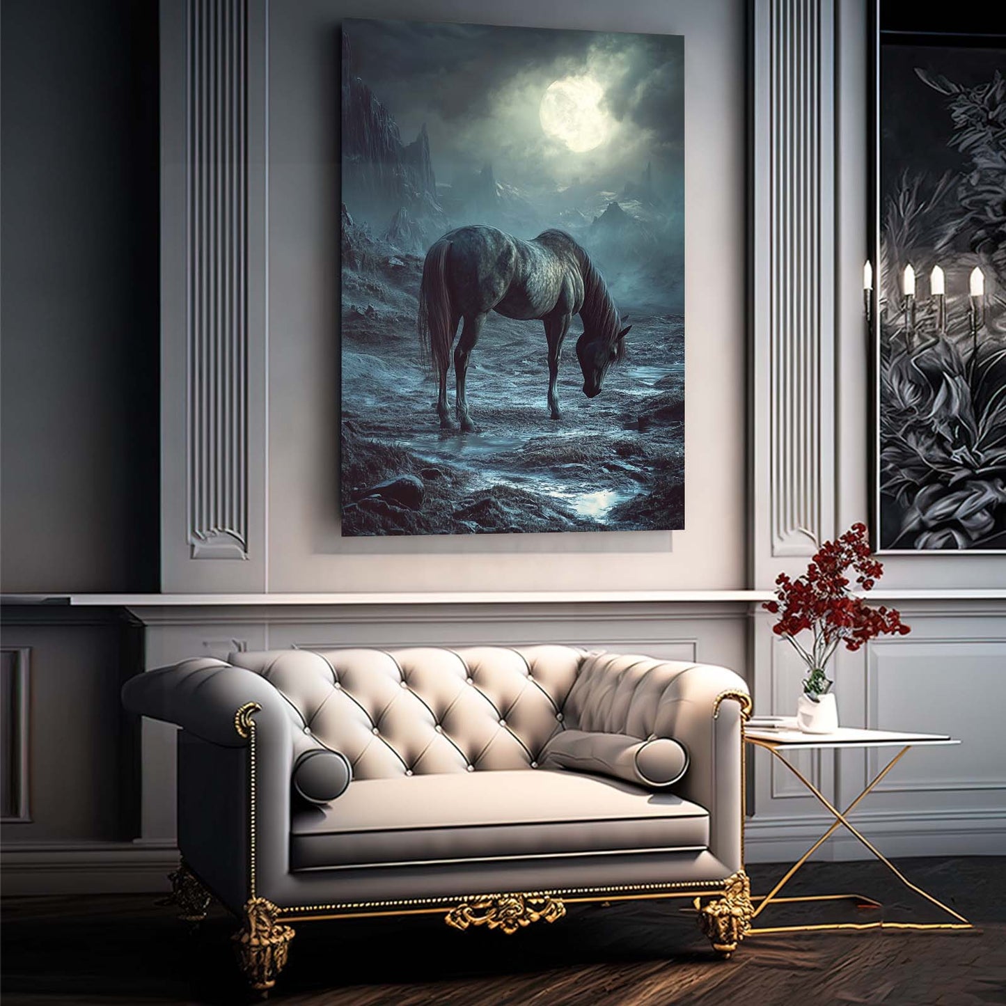 Classic Horse Art – angled canvas view on white background