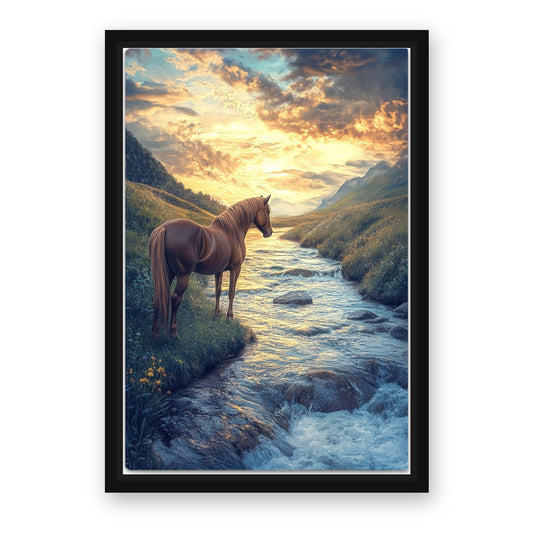 Classic Horse Artwork – with Premium Black wood frame