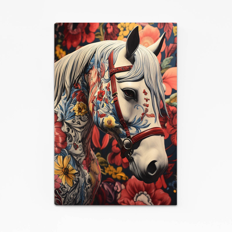 Classic Horse Wall Art – angled canvas view on white background