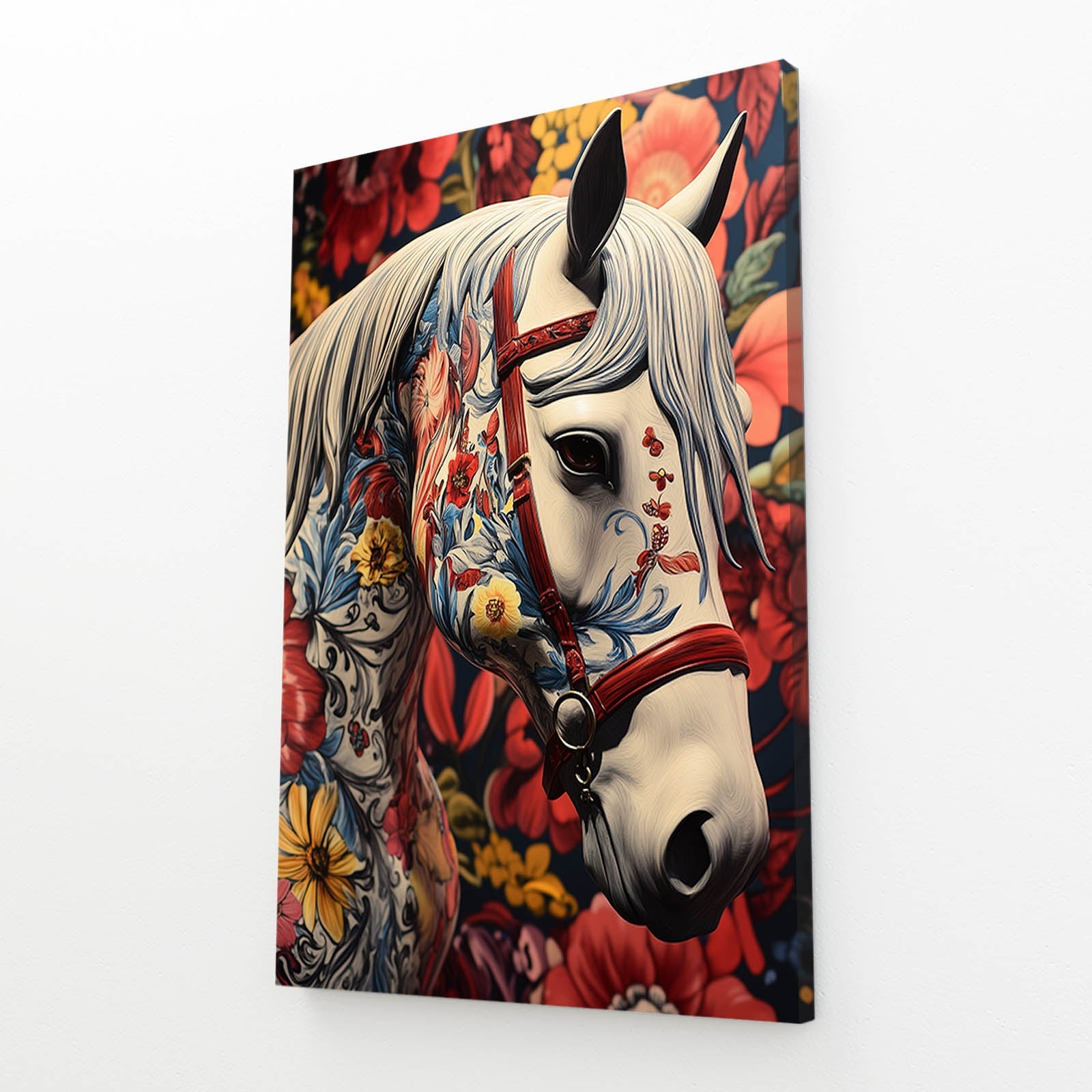 Classic Horse Wall Art – angled canvas view on white background