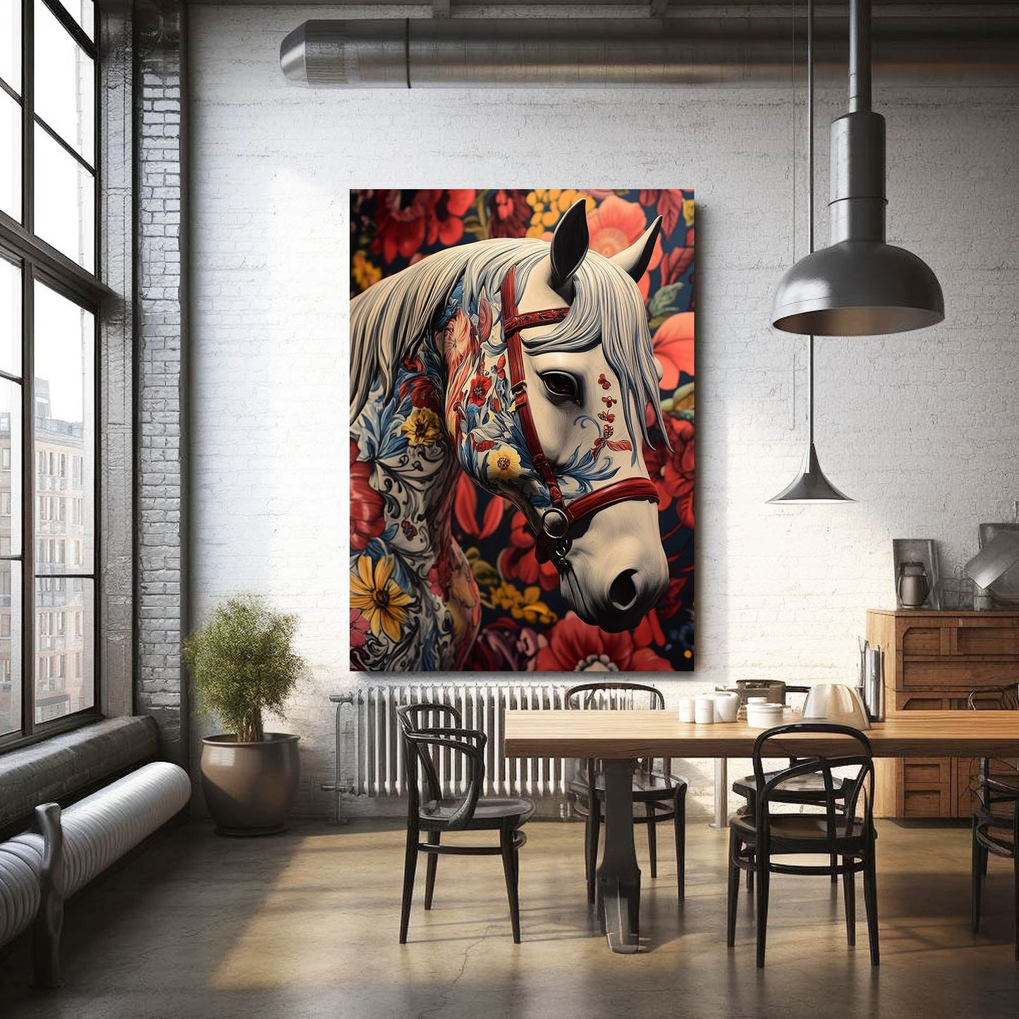 Classic Horse Wall Art – angled canvas view on white background