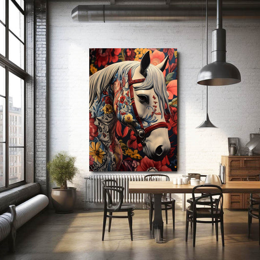 Classic Horse Wall Art – angled canvas view on white background