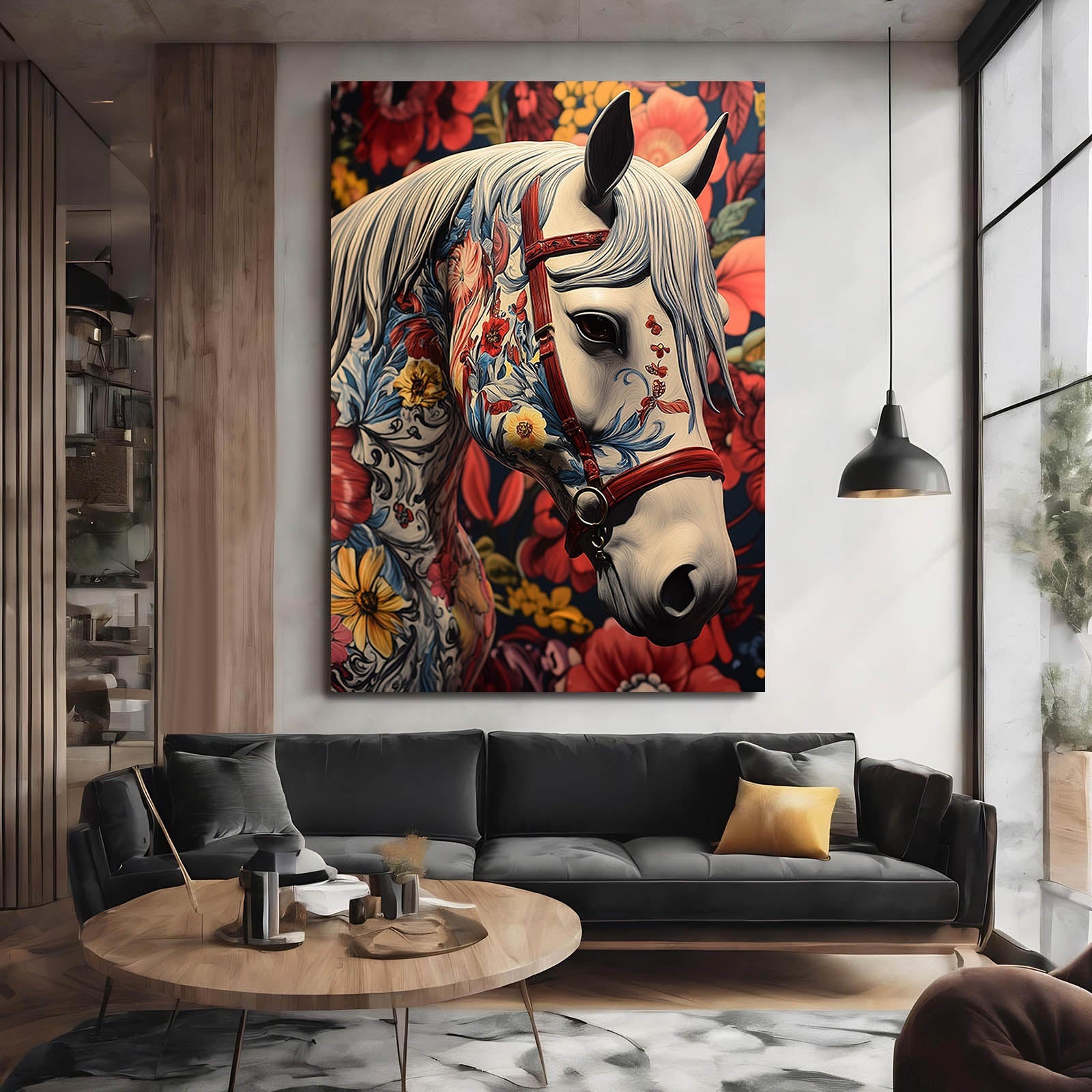 Classic Horse Wall Art – angled canvas view on white background