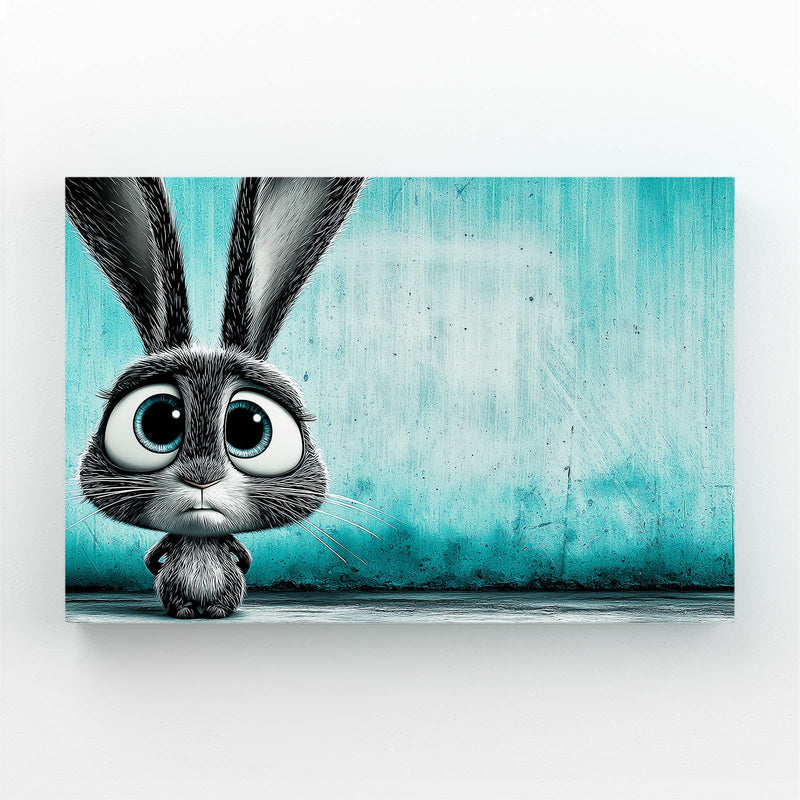 Classic Rabbit Art – angled canvas view on white background