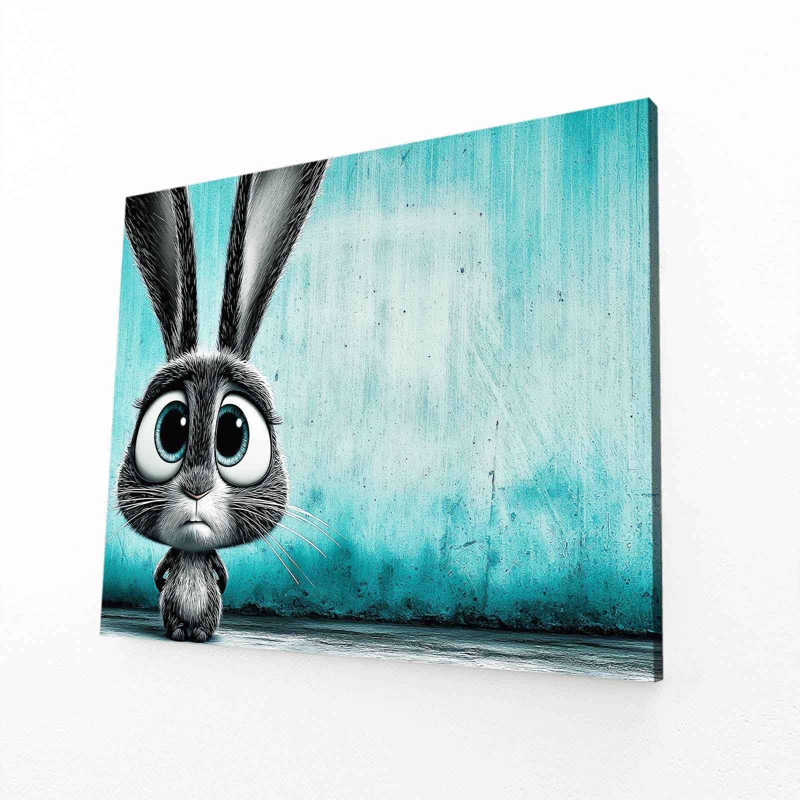 Classic Rabbit Art – angled canvas view on white background